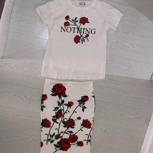 2 piece white floral piece